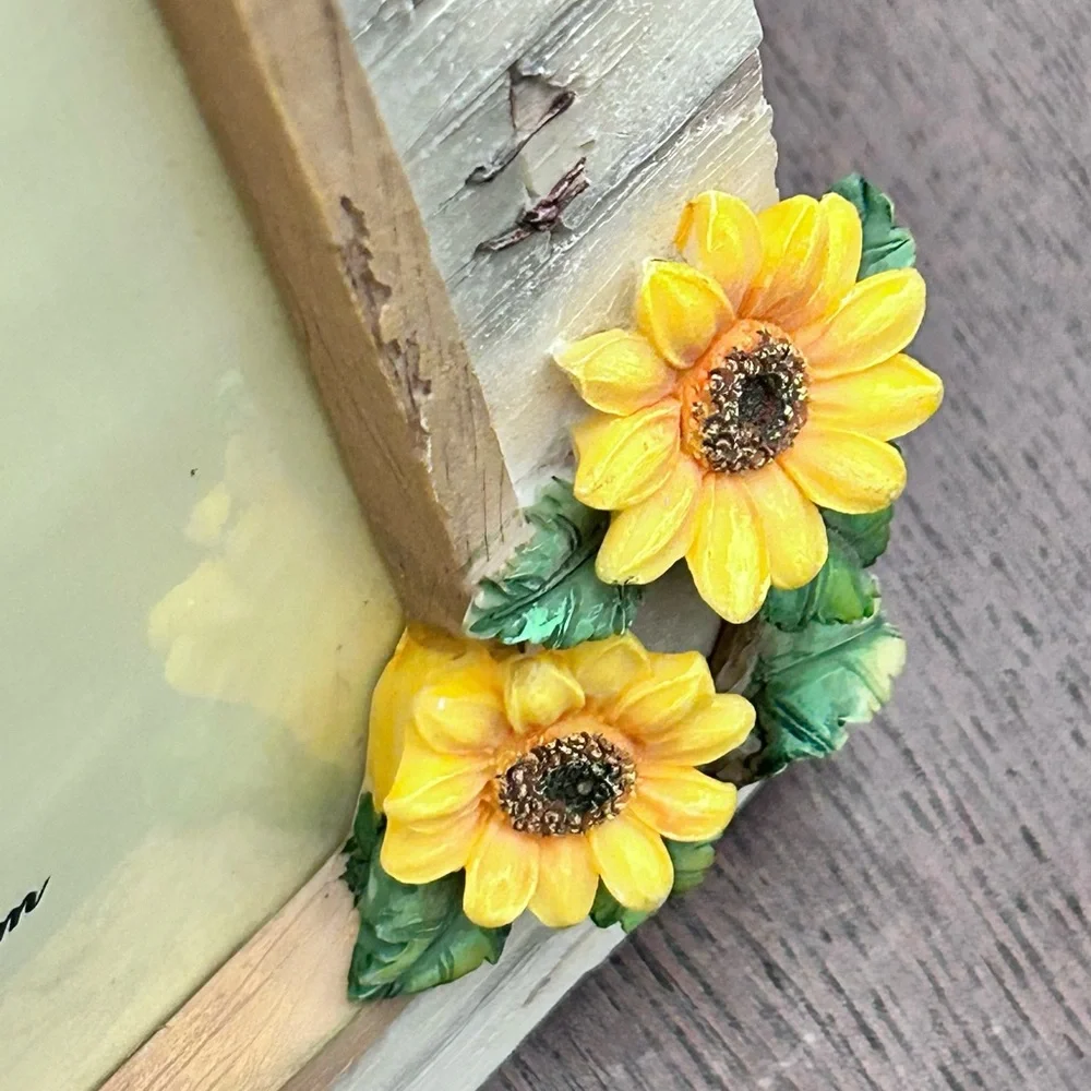 VTG A. Richesco Corporation Rooster Sunflower Resin 3D 5x7 Photo Frame Farmhouse
